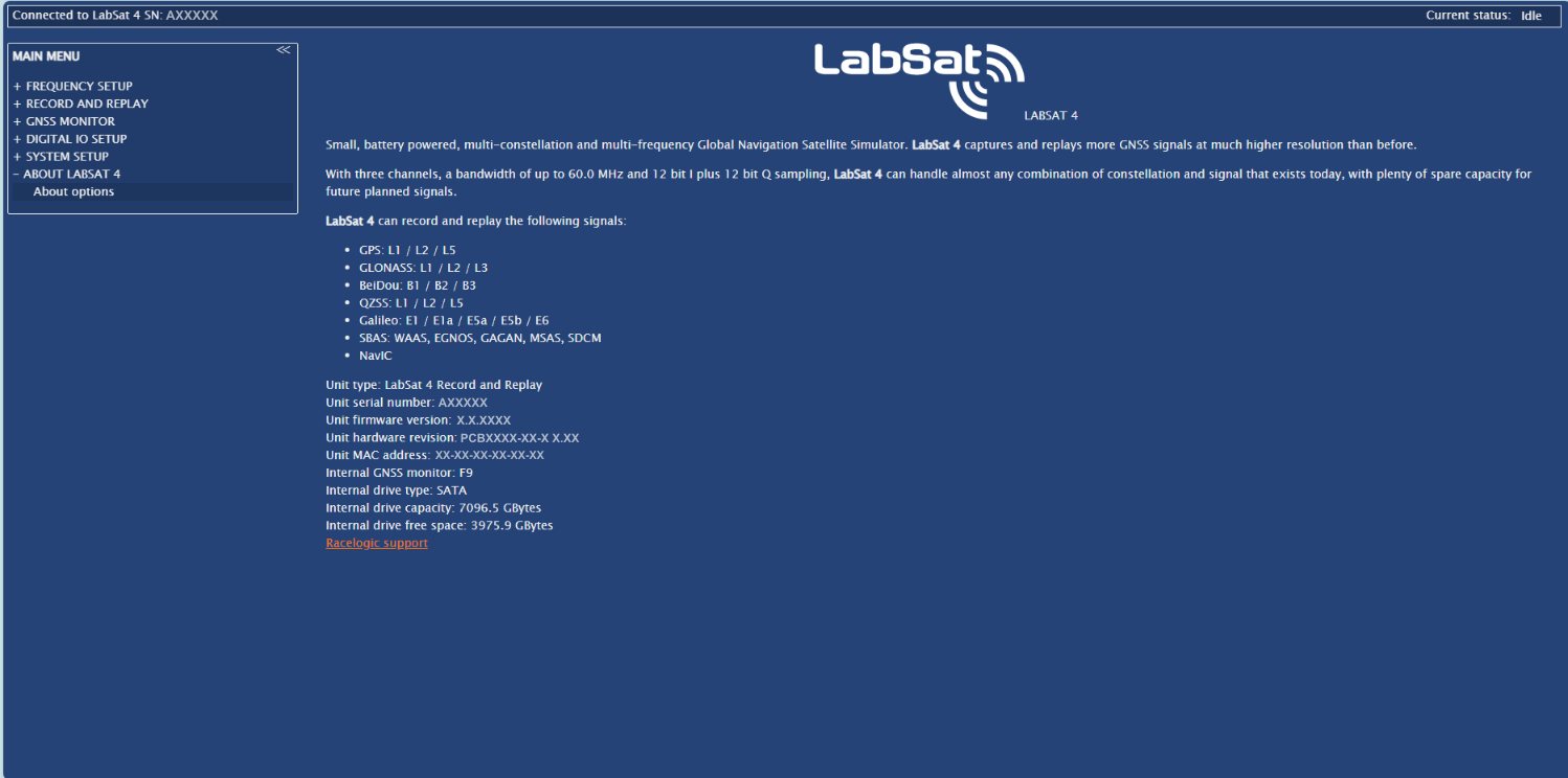 Screenshot of the About page in the Web Server.