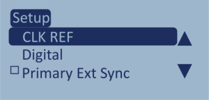 Screenshot of Setup menu with CLK REF highlighted.