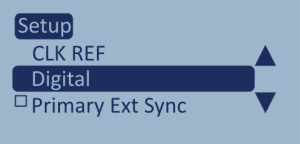 Screenshot of the Setup menu with Digital highlighted.