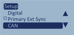 Screenshot of the Setup menu with CAN highlighted.