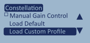 Screenshot of the Constellation menu with Load Custom Profile highlighted.