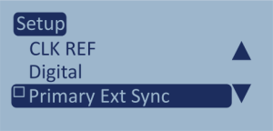 Screenshot of the Setup menu with Primary Ext Sync highlighted but not enabled.