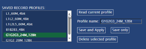 Screenshot of Saved Record Profiles available.