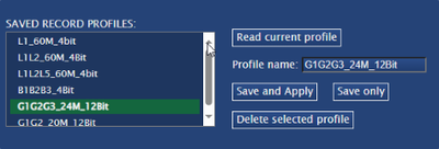 Screenshot of Saved Record Profiles available.