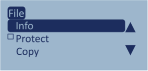 Screenshot of the LabSat 4 File Menu with the Info option highlighted.
