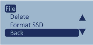 Screenshot of the File Menu with Back highlighted.