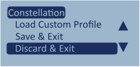 Screenshot of the Constellation Menu with Discard & Exit highlighted.