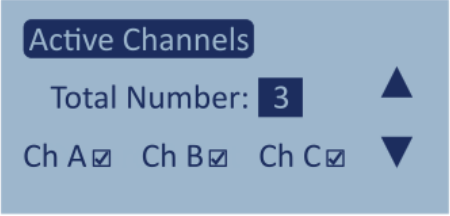 Screenshot of the Active Channels screen with the total number of channels highlighted.