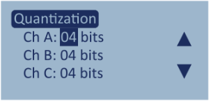 Screenshot of the Quantization configuration screen with channel value highlighted.