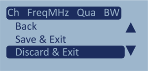 Screenshot of the Constellation Select Setting menu with Discard and Exit highlighted.