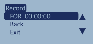 Screenshot of the Record Options menu with For highlighted.