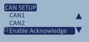 Screenshot of CAN Setup menu with Enable Acknowledge highlighted.