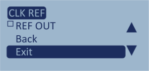 Screenshot of the CLK REF menu with Exit highlighted.