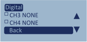 Screenshot of the Digital Menu with Back highlighted.