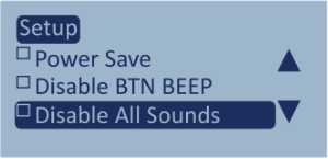 Screenshot of the Setup Menu with Disable All Sounds highlighted.