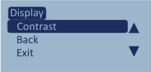Screenshot of the Display menu with Contrast highlighted.