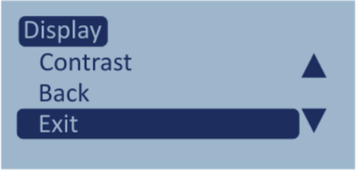 Screenshot of the Display menu with Exit highlighted.