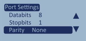 Screenshot of the Port Settings menu with Parity highlighted.