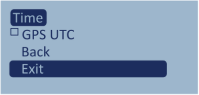 Screenshot of the Time menu with Exit highlighted.