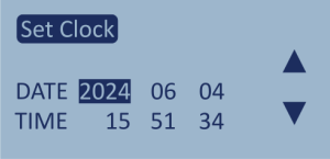 Screenshot of the Set Clock configuration screen.