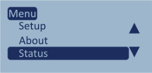 Screenshot of the Main menu with Status highlighted.