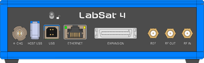Drawing of the rear panel of a LabSat 4 unit.