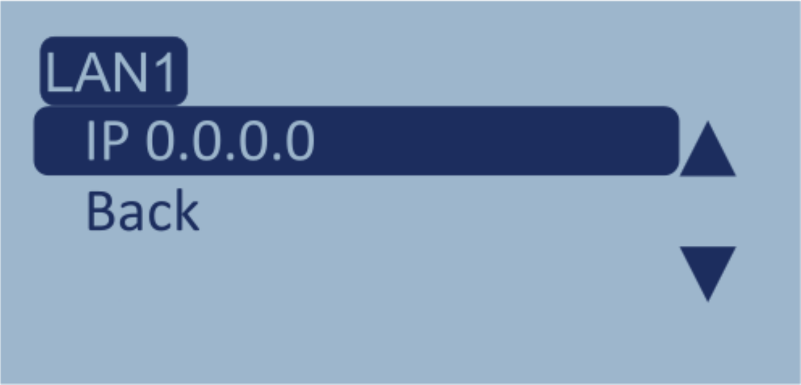 Screenshot of the LAN1 IP sub-menu.