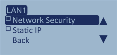 Screenshot of the LAN1 menu with Network Security highlighted.