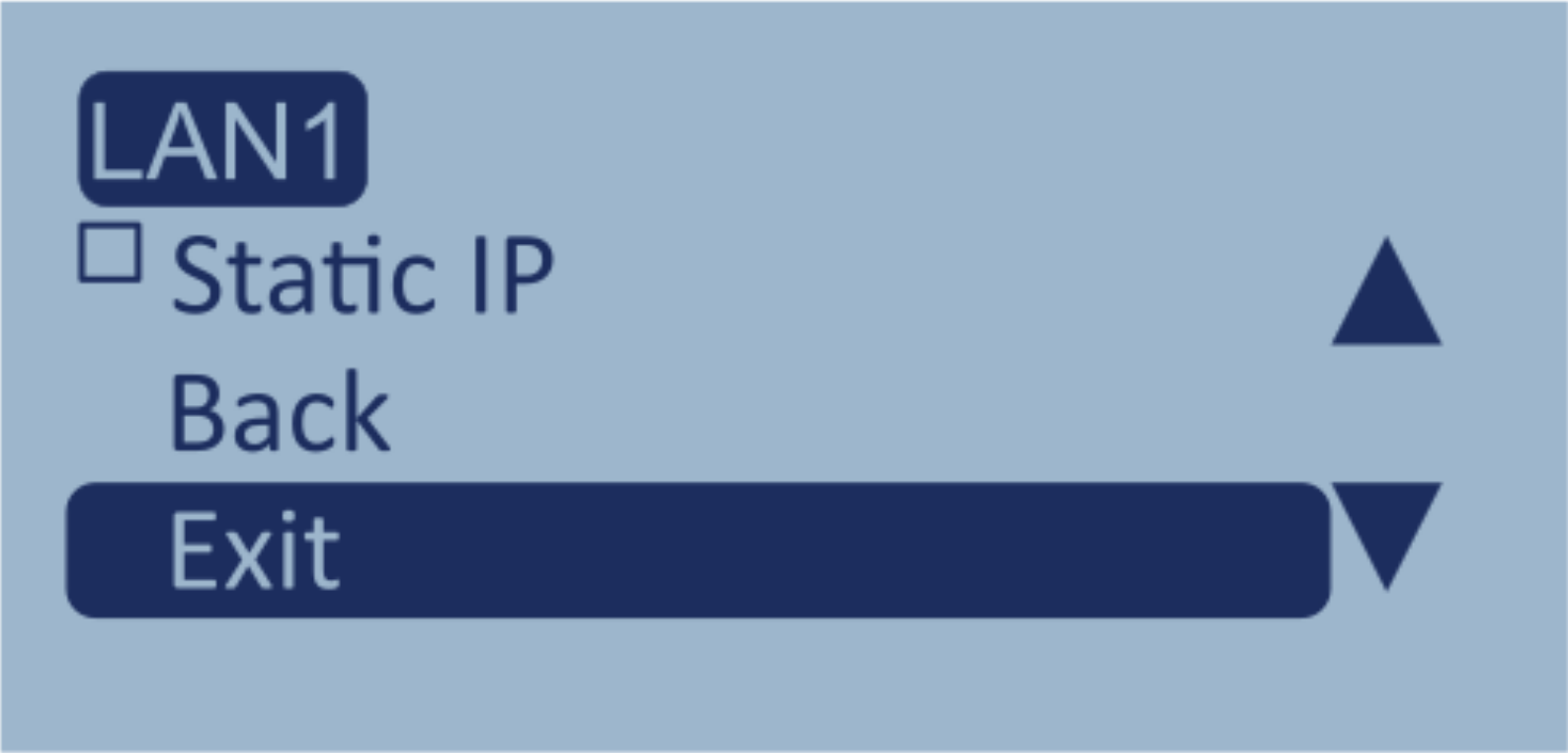 Screenshot of the LAN1 menu with Exit highlighted.