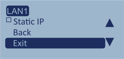 Screenshot of the LAN1 menu with Exit highlighted.