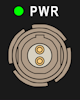 Drawing of a green PWR LED.