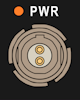 Drawing of an orange PWR LED.