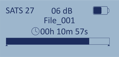 Screenshot of a LabSat 4 replaying a scenario file with From and For markers visible.