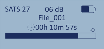 Screenshot of a LabSat 4 replaying a scenario file with the Looped with Pause icon visible.