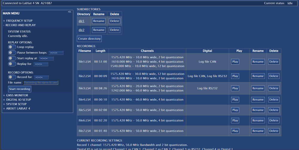 Screenshot of the Record and Replay options.