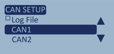 Screenshot of the CAN Setup menu with CAN1 highlighted.