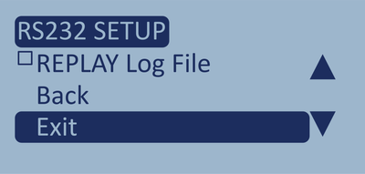 Screenshot of the RS232 Setup menu with Exit highlighted.