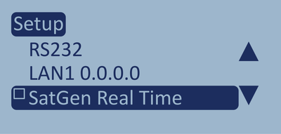 Screenshot of the Setup Menu with SatGen Real-Time highlighted.