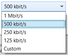 Cropped screenshot of the CAN Port Baud Rate options.