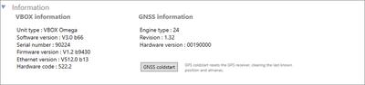 VBOX Omega - VBOX Setup - GNSS - Engineering Diagnostics - Information