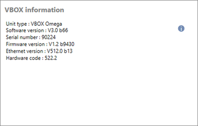 VBOX Omega - VBOX Setup - General - VBOX Information