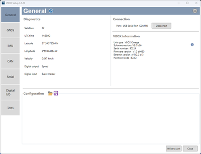 VBOX Setup - General Menu