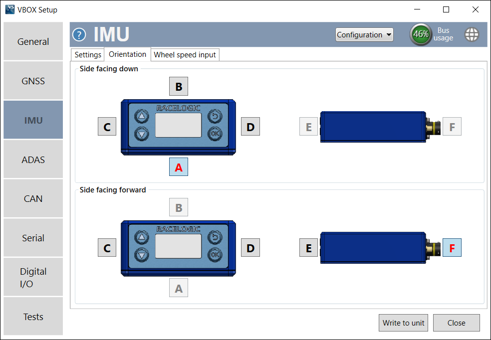 VBOX Setup - VB3iSDR - IMU - Orientation