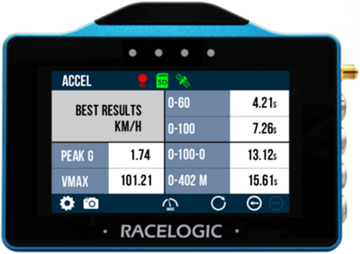 VBOX Touch displaying Best Results screen in Accel Mode.