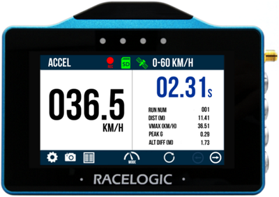 VBOX Touch displaying the Primary screen in Accel Mode.