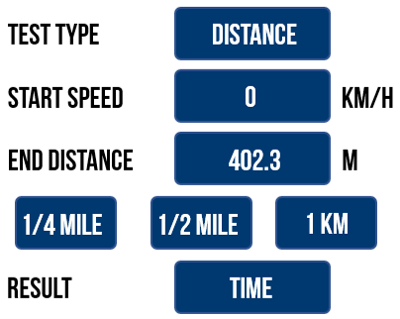 VBOX Touch Accel Settings Custom Distance