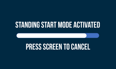 Standing Start Mode Activated screen on VBOX Touch with progress at 80%.