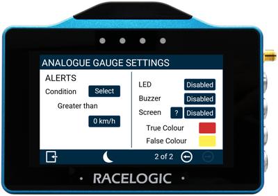 VBOX Touch MFD Analogue Settings 2