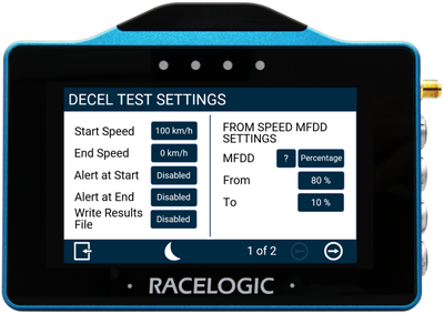 VBOX Touch MFD Decel Settings 1