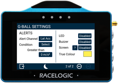 VBOX Touch MFD G Ball Settings 2